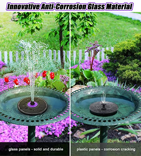 SZMP Solar Fountain 3.5W Bird Bath Fountains with Flower 2024 Upgraded Glass Panel, Solar Powered Water Fountain with 7 Nozzle & 4 Fixer, Solar Fountain Pump for Bird Bath, Garden, Pond, Pool (Black)