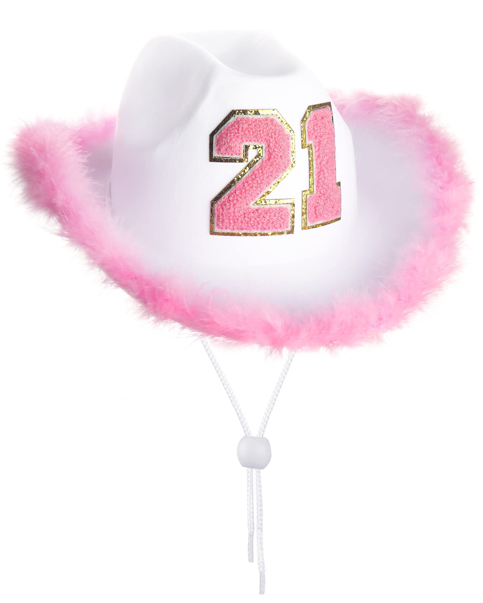 JUSTOTRY 21st Birthday Pink Cowboy Hat - 21ST Birth day Outfit Gifts for Women Cowgirl Hats with Wide Brime for 21st Birthday Decorations