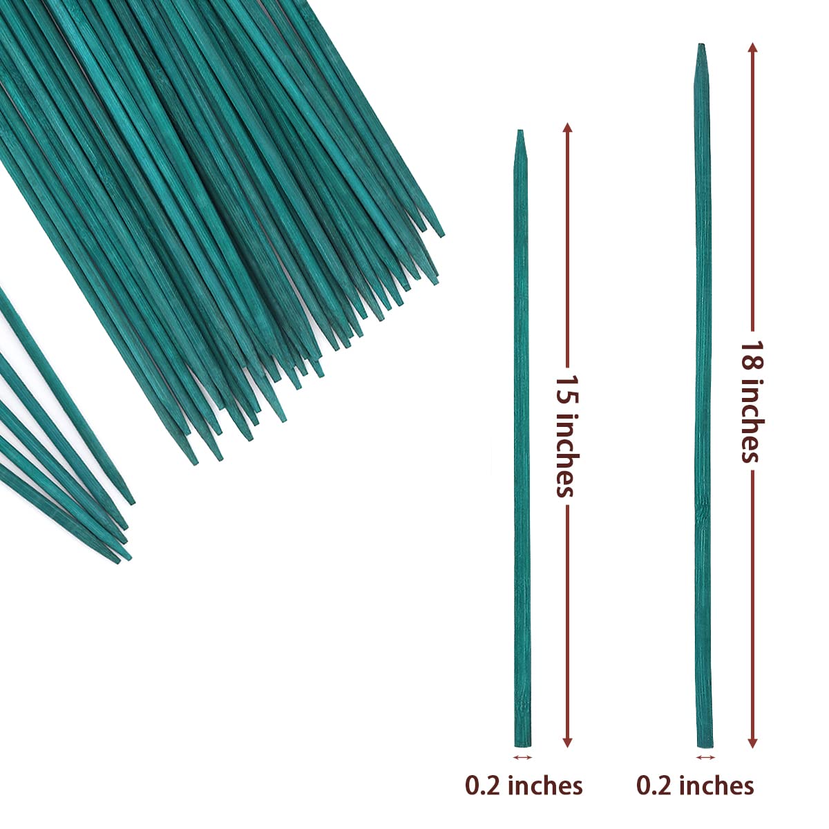 50 Pcs Plant Sticks Green Plant Stakes, Plant Support Garden Stakes for Indoor and Outdoor Plants, GAGINANG Sturdy Garden Wood Bamboo Sticks, Floral Plant Stakes for Garden Potted Plants（18 Inches）