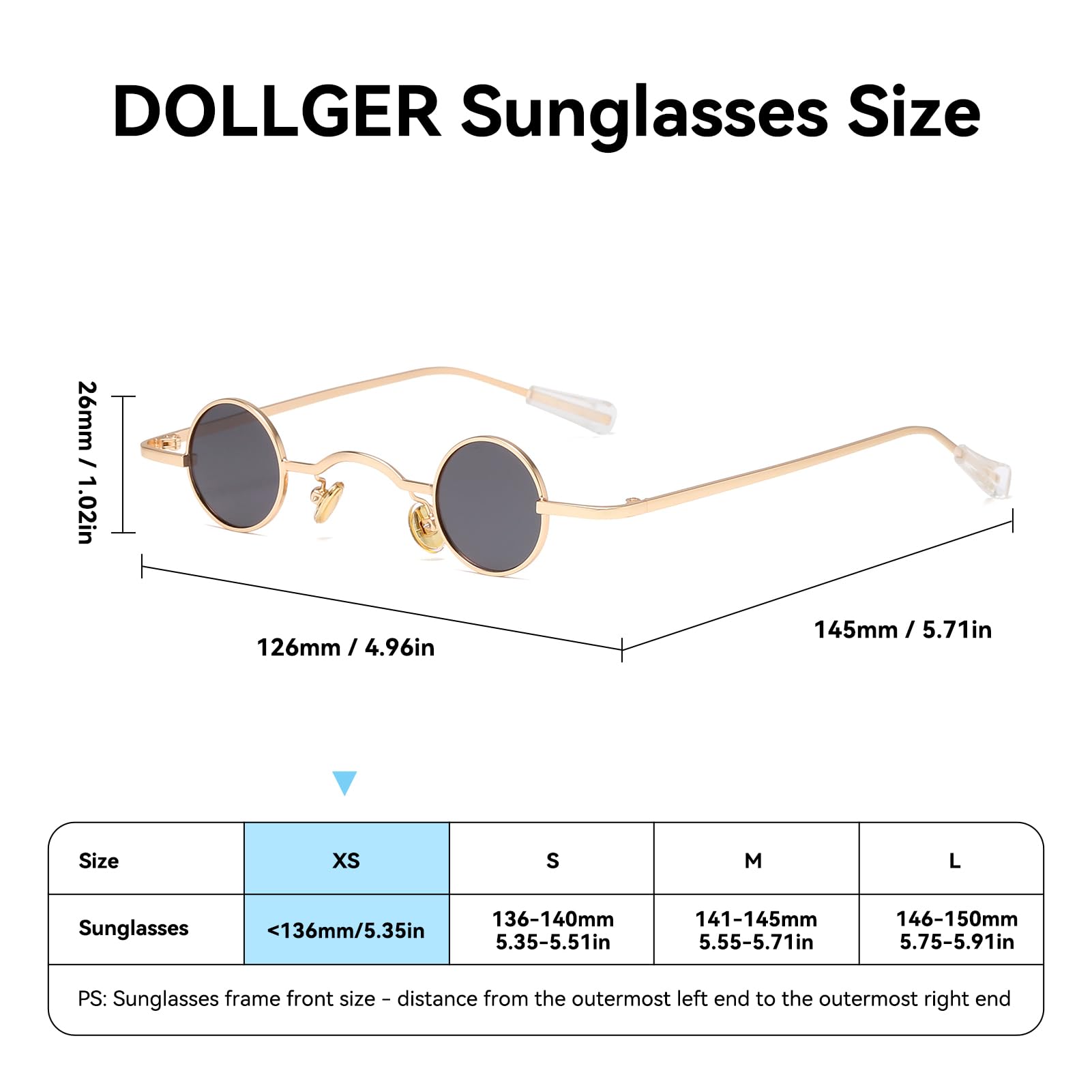 Dollger Polarized Round Sunglasses Men Women Mini 70s Hippie Circle Black Small Punk Sun Glasses