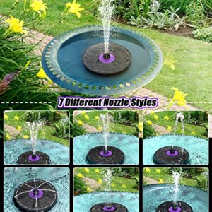 SZMP Solar Fountain 3.5W Bird Bath Fountains with Flower 2024 Upgraded Glass Panel, Solar Powered Water Fountain with 7 Nozzle & 4 Fixer, Solar Fountain Pump for Bird Bath, Garden, Pond, Pool (Black)