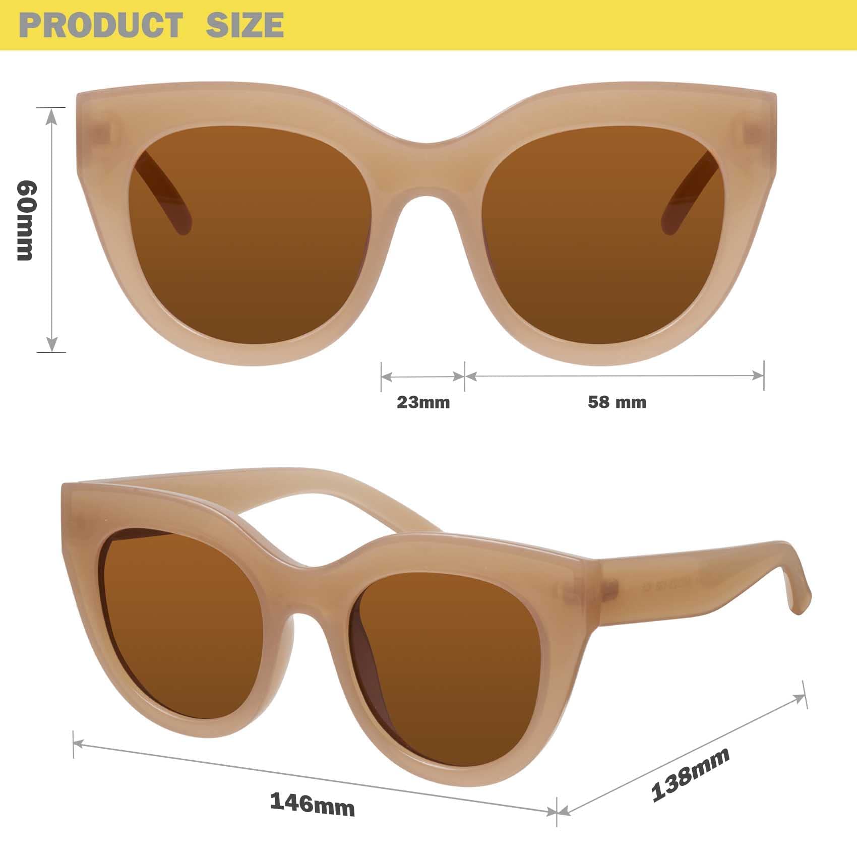 mosanana Oversized Round Cat Eye Sunglasses for Women Trendy Beige Tan Big Large Cool Cute Fashion Chunky Funky Stylish Aesthetic Mantis