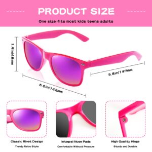 Geopty 12 Pack Neon Mirror Sunglasses Bulk, Retro Colorful Cheap Sunglasses for Women Men Party Favor Supplies