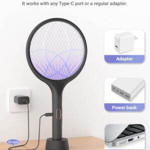 YISSVIC Electric Fly Swatter 4000V Bug Zapper Racket Dual Modes Mosquito Killer with Purple Mosquito Light Rechargeable for Indoor Home Office Backyard Patio Camping