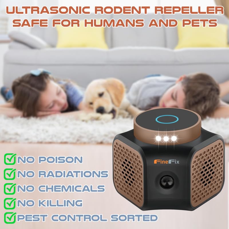 FINEFIX 360 Ultrasonic Rodent Repeller 4-Mode Mouse Repellent Ultrasonic Plug in Mice Repellent Indoor Ultrasonic Pest Repeller Indoor Ultrasonic Rodent Repellent Ultrasonic Plug in Attic Home Garage