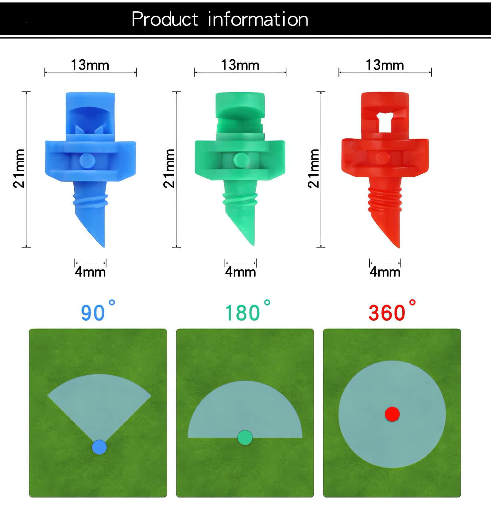 La Farah 150pcs 90/180/360 Degree Polyethylene (PE) Micro Sprayer Refraction Automizing Sprinkler Nozzle Irrigation System Garden Lawn Plant Irrigation Water Sprinkler