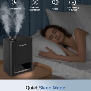 FABULETTA Top Fill Humidifiers for Bedroom, 5L Cool Mist Air Humidifiers with Remote Control, 3 Mist Levels, Essential Oil Diffuser, 2.4Mhz Ultrasonic, Auto Mode, Quiet Sleep ＆ Night Light(Black)