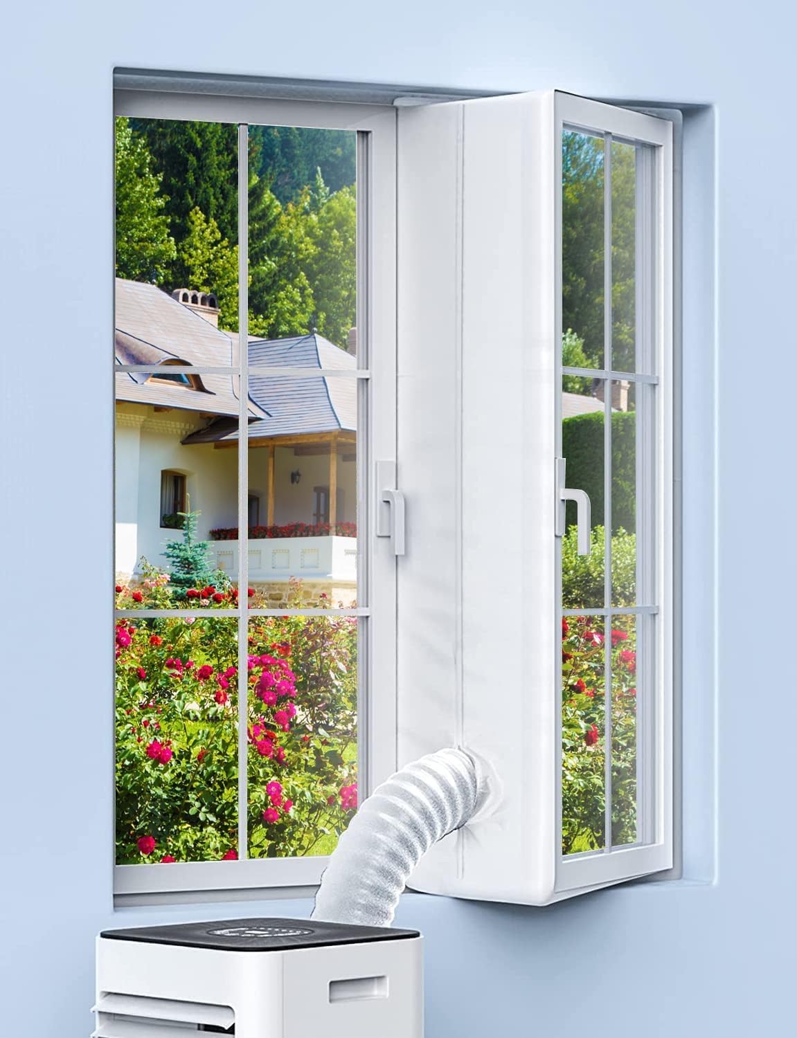 400CM(157") Portable AC Window Seal Kit for Casement/Crank/Push Out/Skylights Window: Upgrade Air Conditioner Window Vent Kit Fits All Mobile Air-Conditioning With Zip and Adhesive Fastener Detachable