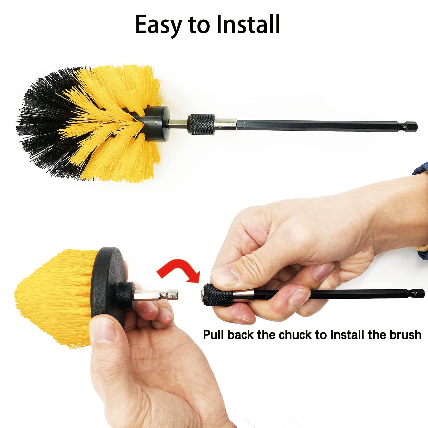 Drill Brush Attachment Set, 7 Pack 1/4in Power Scrubber Brush + Extend Long Attachment, Brush Drill Attachment, Power Cleaning Scrub Brush for Bathroom, Tub, Tile, Corner, Floor