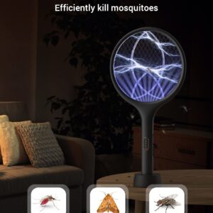 YISSVIC Electric Fly Swatter 4000V Bug Zapper Racket Dual Modes Mosquito Killer with Purple Mosquito Light Rechargeable for Indoor Home Office Backyard Patio Camping