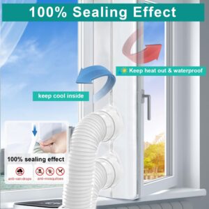 400CM(157") Portable AC Window Seal Kit for Casement/Crank/Push Out/Skylights Window: Upgrade Air Conditioner Window Vent Kit Fits All Mobile Air-Conditioning With Zip and Adhesive Fastener Detachable