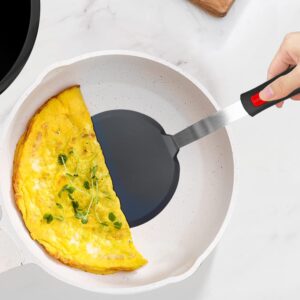 Silicone Pancake Spatula Turner with Lengthened Handle, Heat Resistant Cooking Spatulas for Nonstick Cookware, Large Flexible Kitchen Utensils BPA Free Rubber Flipper for Egg, Pancake, Fish, Burger