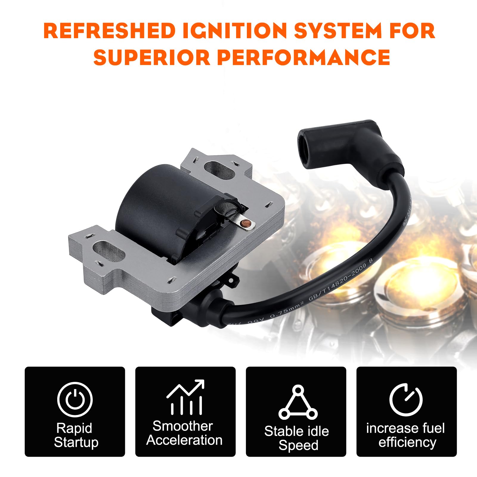 Honda GCV160 Ignition Coil for Honda GCV135 GCV190 GSV160 GSV190 GC135 GC160 GC190 GC160A GC160LA GC190A GC190LA Engine HRB216 HRR216 HRS216 Lawn Mower 30500-ZL8-014 30500-ZL8-004 30500-Z0J-003