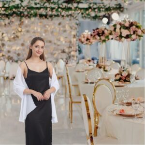 Ciormis White Bridesmaid Shawl Wraps, Wedding Chiffon Shawls Scarf for Women Evening Party Dresses(White)