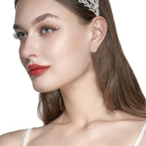 Coucoland Wedding Headpiece for Bride - Hair Jewelry Wedding Headband Tiara Leaf Headband Crown Tiara Bridal Silver Headpiece