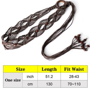 Suyi Boho Braid Belt for Women Bohemian Woven Waist Belts for Dress 170CM Coffee 4