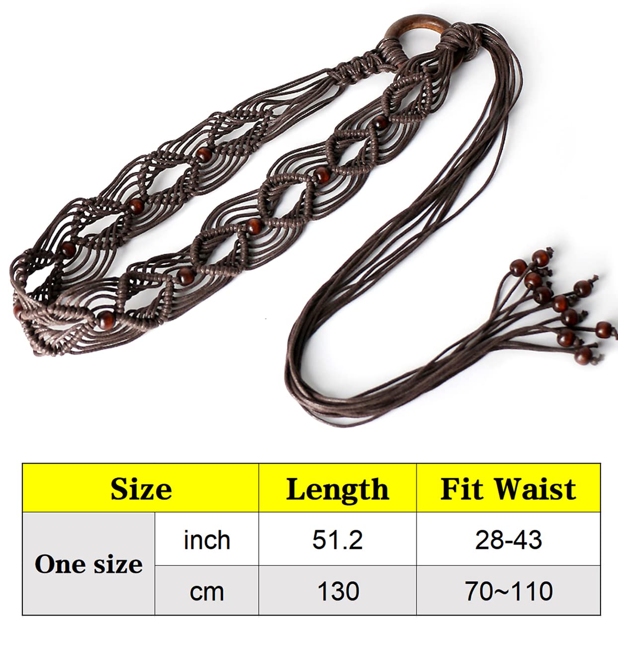 Suyi Boho Braid Belt for Women Bohemian Woven Waist Belts for Dress 170CM Coffee 4