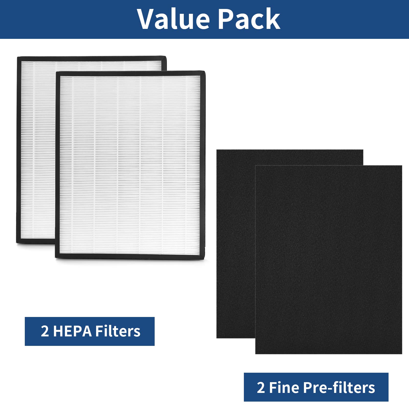 FCFMY 2 Packs H13 True HEPA Replacement Filter Compatible with InvisiClean Claro IC-4524 Air Cleaner Purifier with Activated Carbon Pre-Filter