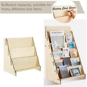 Wooden Greeting Card Display 6 Tier Sticker Display Stand Comic Book Display Wooden Portable Retail Table Display Stand Retail Counter Display Stand for Card Stickers Jewelry Soap Retail Showcase