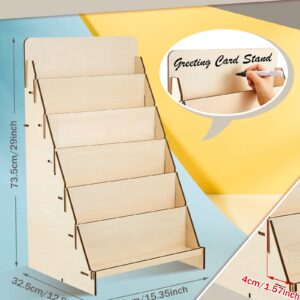 Wooden Greeting Card Display 6 Tier Sticker Display Stand Comic Book Display Wooden Portable Retail Table Display Stand Retail Counter Display Stand for Card Stickers Jewelry Soap Retail Showcase