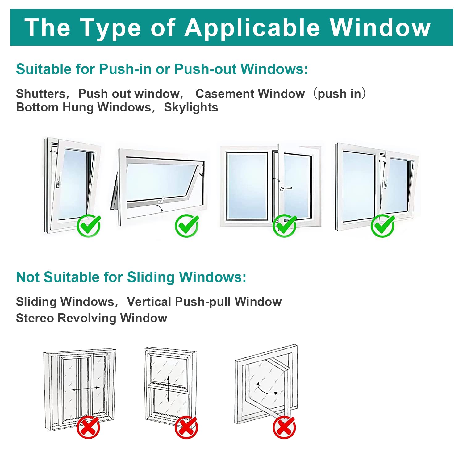 400CM(157") Portable AC Window Seal Kit for Casement/Crank/Push Out/Skylights Window: Upgrade Air Conditioner Window Vent Kit Fits All Mobile Air-Conditioning With Zip and Adhesive Fastener Detachable