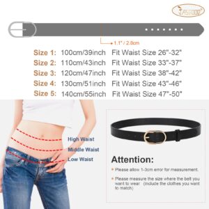 JASGOOD 3 Pack Women’s Leather Belts for Jeans Pants Fashion Ladies Belt with Gold Buckle