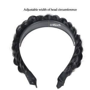 STHEJFB Wide Braided Headband Hoop Fashion Hair Accessories Elastic Non-slip Band for Women and Girl (Black)