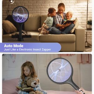 YISSVIC Electric Fly Swatter 4000V Bug Zapper Racket Dual Modes Mosquito Killer with Purple Mosquito Light Rechargeable for Indoor Home Office Backyard Patio Camping