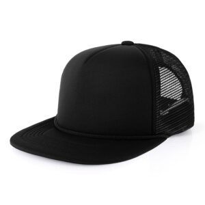 chok.lids flat bill foam top hats for men and women adjustable snapback trucker hat trendy color flat brim mesh baseball cap (black)