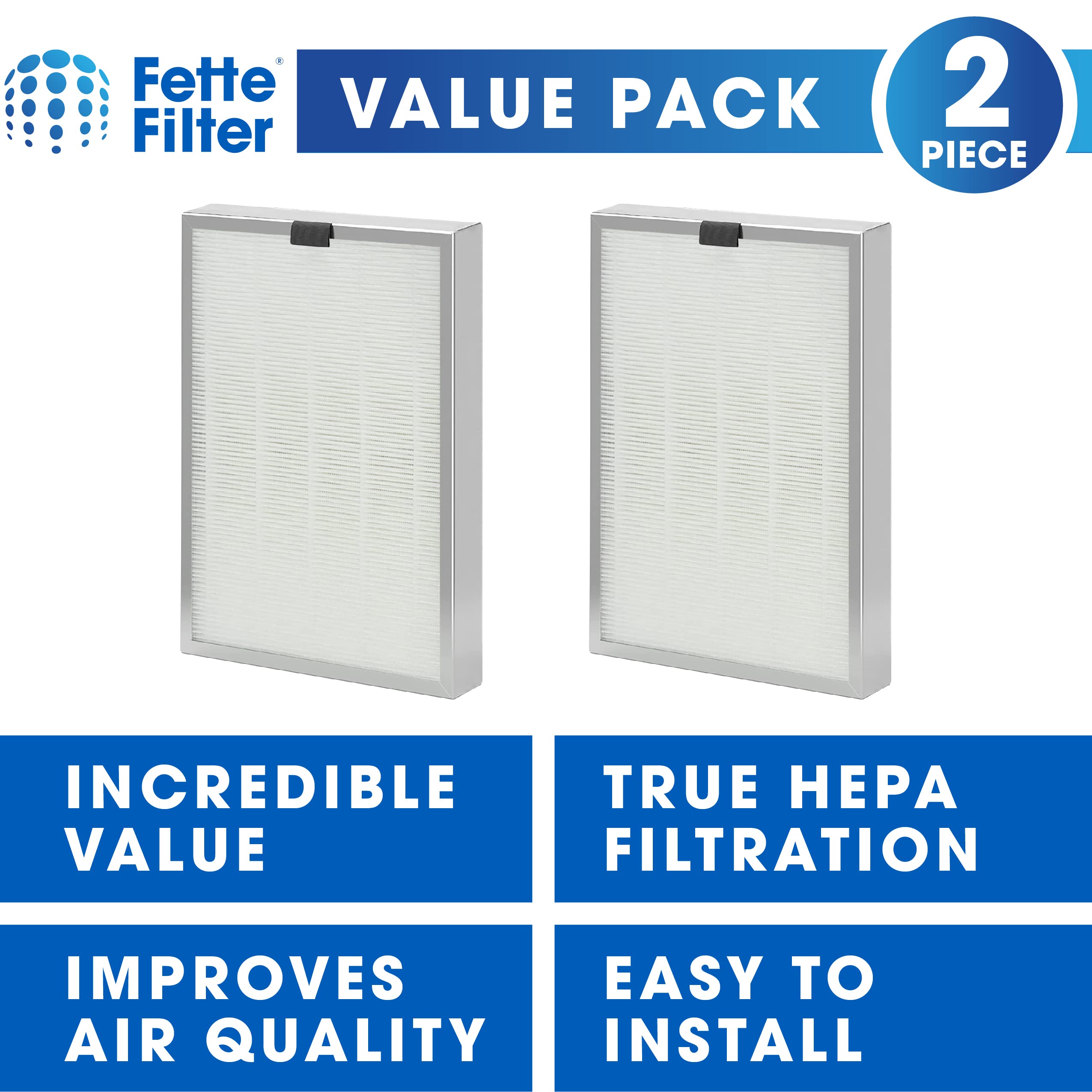 Fette Filter - True Hepa H13 Replacement Filter Compatiable with Medify MA-125 Air Purifier MA-125R, with 3 in 1 High-Efficiency Filter Compare to Part # 125-R (2QTY)