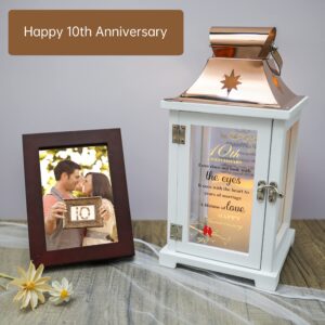 10th Wedding Anniversary Lantern, Best 10th Anniversary Wedding Gifts for Couple Parents Wife Husband Tin 10 Years of Marriage Anniversary Wedding Gifts for Him Her