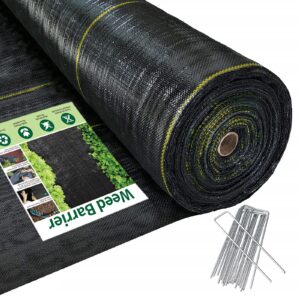 sunocity 4ft x300ft black weed barrier landscape premium fabric-heavy duty woven ground cloth with superior permeability weed control convenient design