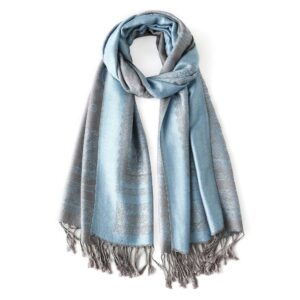 ciormis shawl wraps for women, silky jacquard paisley pashmina scarves for bridal formal dresses（us-light blue）