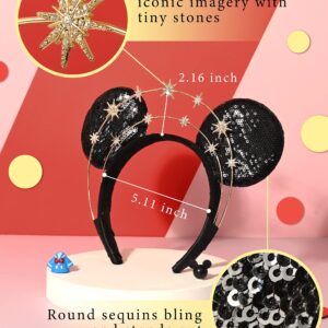 Zivyes Mickey Mouse Ears Star Halo Crown Headband Bopper Princess Decorations Cosplay Gold Headpiece Halloween Ears