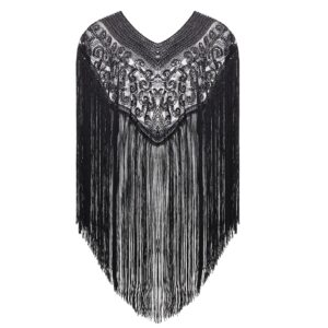 BABEYOND 1920s Shawl Wraps Long Fringed Evening Cape Sequin Beaded Party Shawl