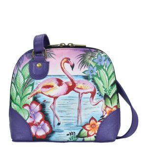 Anna by Anuschka Small Multi Compartment Zip-Around Organizer, Tropical Flamingos