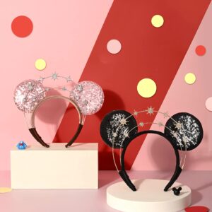 Zivyes Mickey Mouse Ears Star Halo Crown Headband Bopper Princess Decorations Cosplay Gold Headpiece Halloween Ears