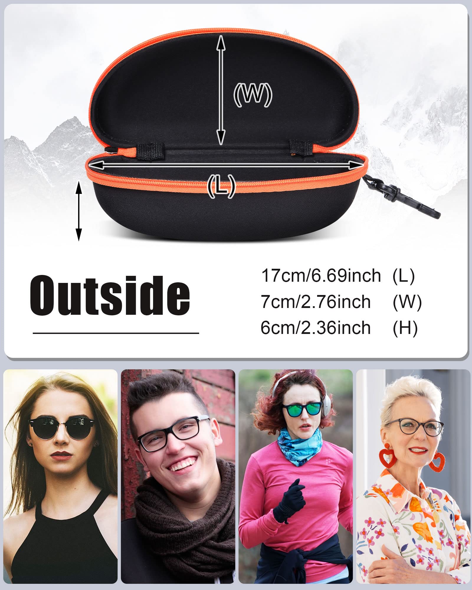 24 Pcs Sunglasses Case Portable Travel Hard Shell Zipper Eyeglasses Frame Glasses Case Summer Eyeglasses Case Sunglass Case with Plastic Hook for Women Men