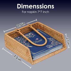 Rattan Napkin Holder, Handcrafted Flat Napkin Holder Basket, Napkin Holder For Kitchen Tables, Indoor And Outdoor, Picnic, Restaurants, Cafe, Home Decor, Napkin Size 7x7in (Elite Pattern)