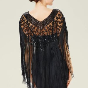 BABEYOND 1920s Shawl Wraps Long Fringed Evening Cape Sequin Beaded Party Shawl