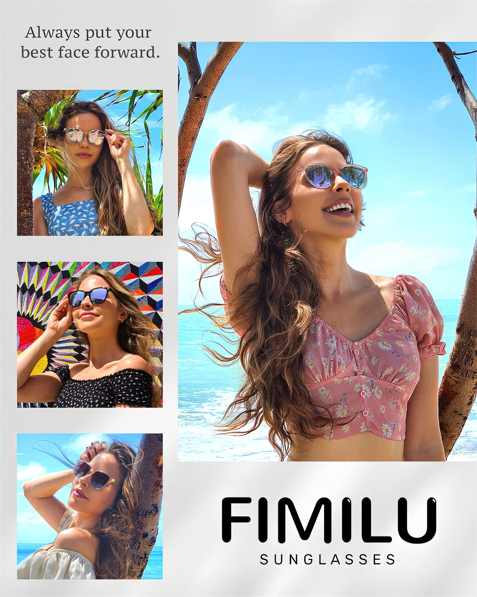 FIMILU 2 Packs Sunglasses for Women Polarized UV400 Protection Lens Big Frame Fashion Glasses Trendy Stylish Shade