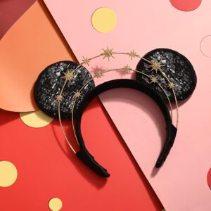 Zivyes Mickey Mouse Ears Star Halo Crown Headband Bopper Princess Decorations Cosplay Gold Headpiece Halloween Ears