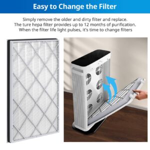 HE601 HEPA Replacement Filter Compatible with Shark Air Purifier 6-Fan Models HE601& HE602, H13 True Premium HEPA Filter, Compare to Part # HE6FKPET, HE6FKBAS, HE6FKPRO, 2 Pack