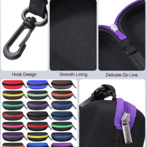 24 Pcs Sunglasses Case Portable Travel Hard Shell Zipper Eyeglasses Frame Glasses Case Summer Eyeglasses Case Sunglass Case with Plastic Hook for Women Men