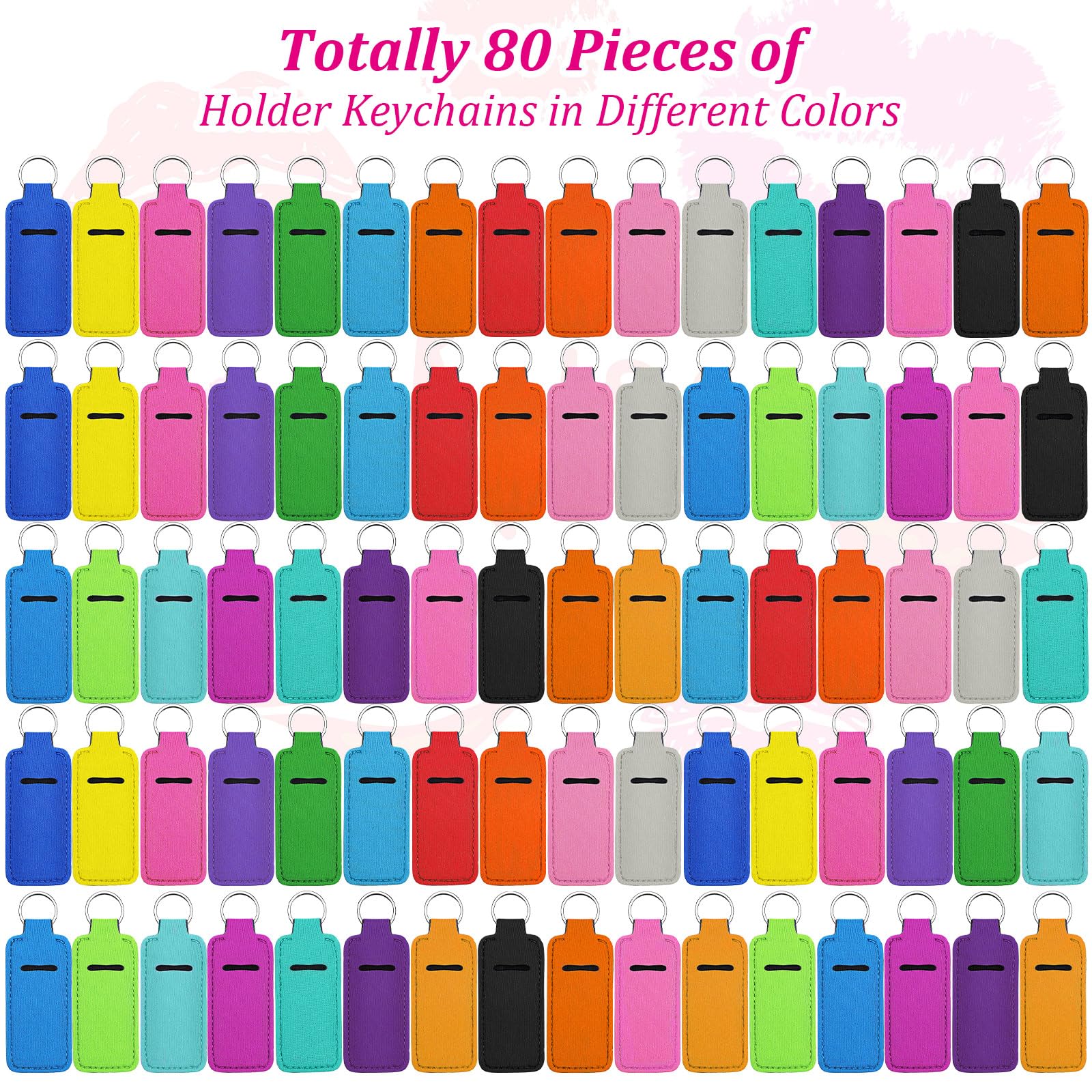 Yisong Lipstick Holder Keychain Neoprene Lip Balm Holder Portable Lip Gloss Keychain Pocket Keychain Women Travel(80 Pack)