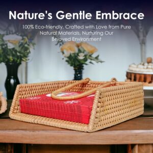 Rattan Napkin Holder, Handcrafted Flat Napkin Holder Basket, Napkin Holder For Kitchen Tables, Indoor And Outdoor, Picnic, Restaurants, Cafe, Home Decor, Napkin Size 7x7in (Elite Pattern)