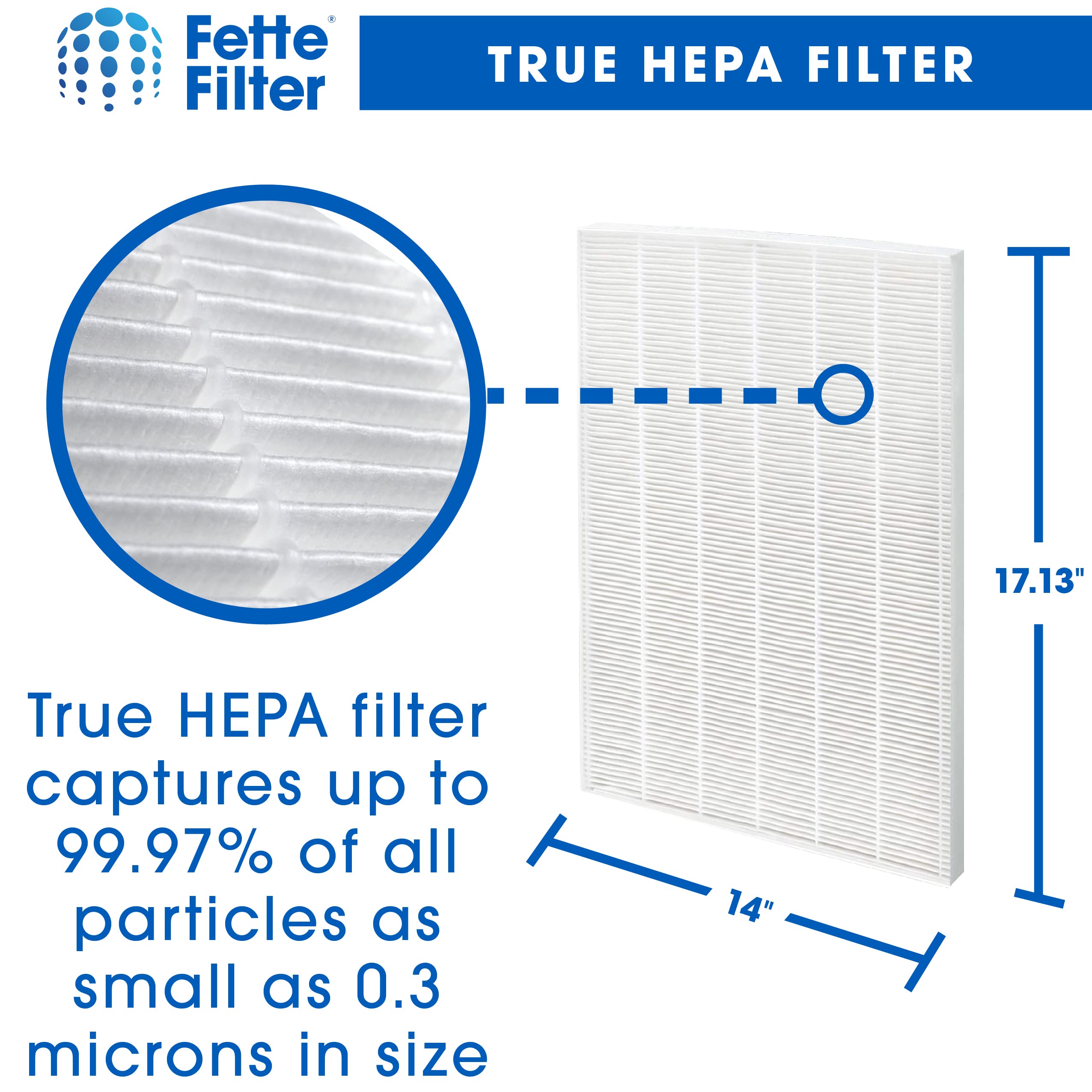 Fette Filter - D360 Premium True Hepa H13 Replacement Filter D3 Compatible with Winix D360 Air Purifier Part Number 1712-0101-02, 1712010102 Qty 2 True Hepa and 8 Activated Carbon Filter