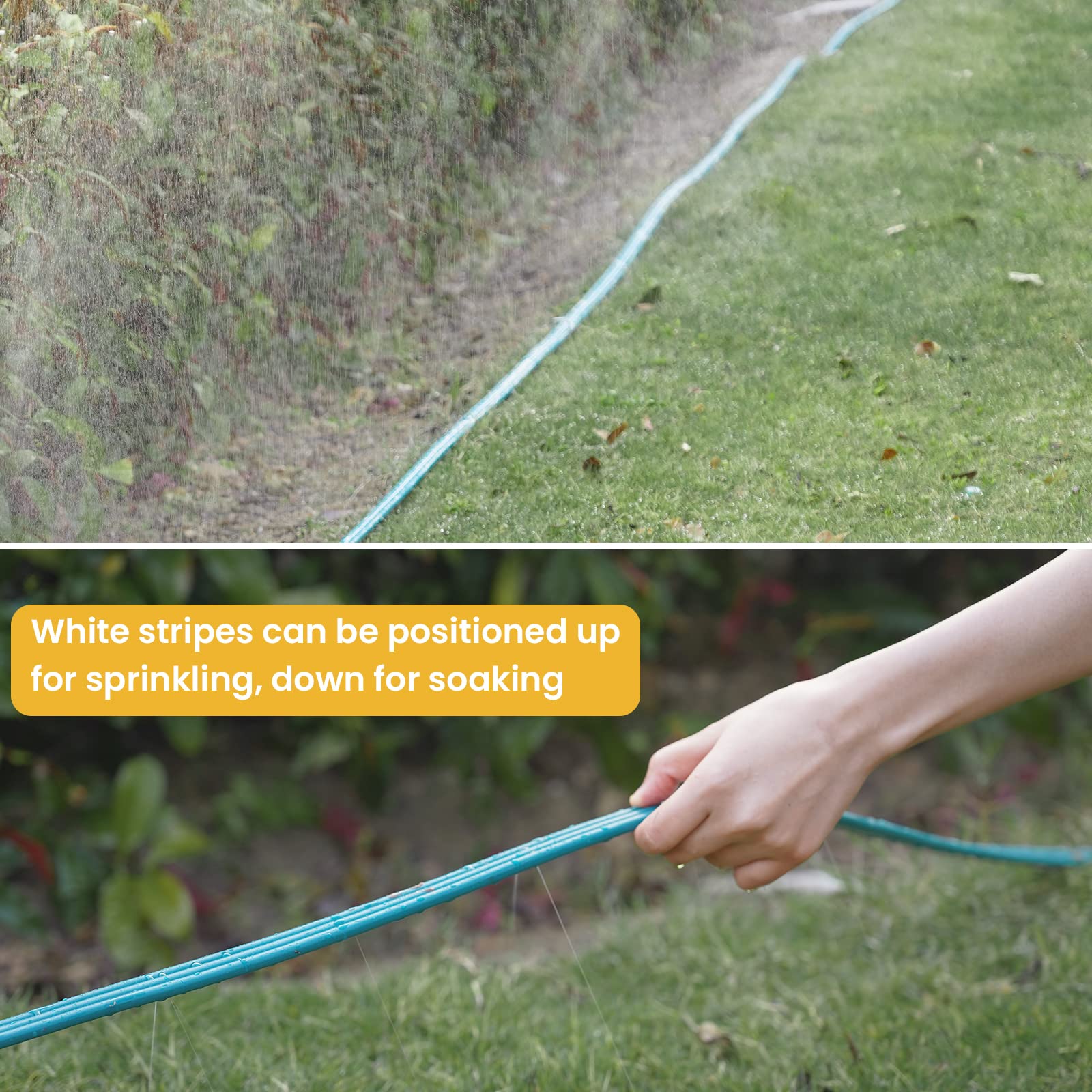 LINEX Sprinkler Soaker Hose 50 ft for Garden Lawn Watering Hose with Hose Stakes