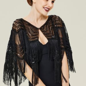 BABEYOND Gatsby Shawl Wrap for 1920s Evening Party Night Cape for Women Bridal Sequin Capelet