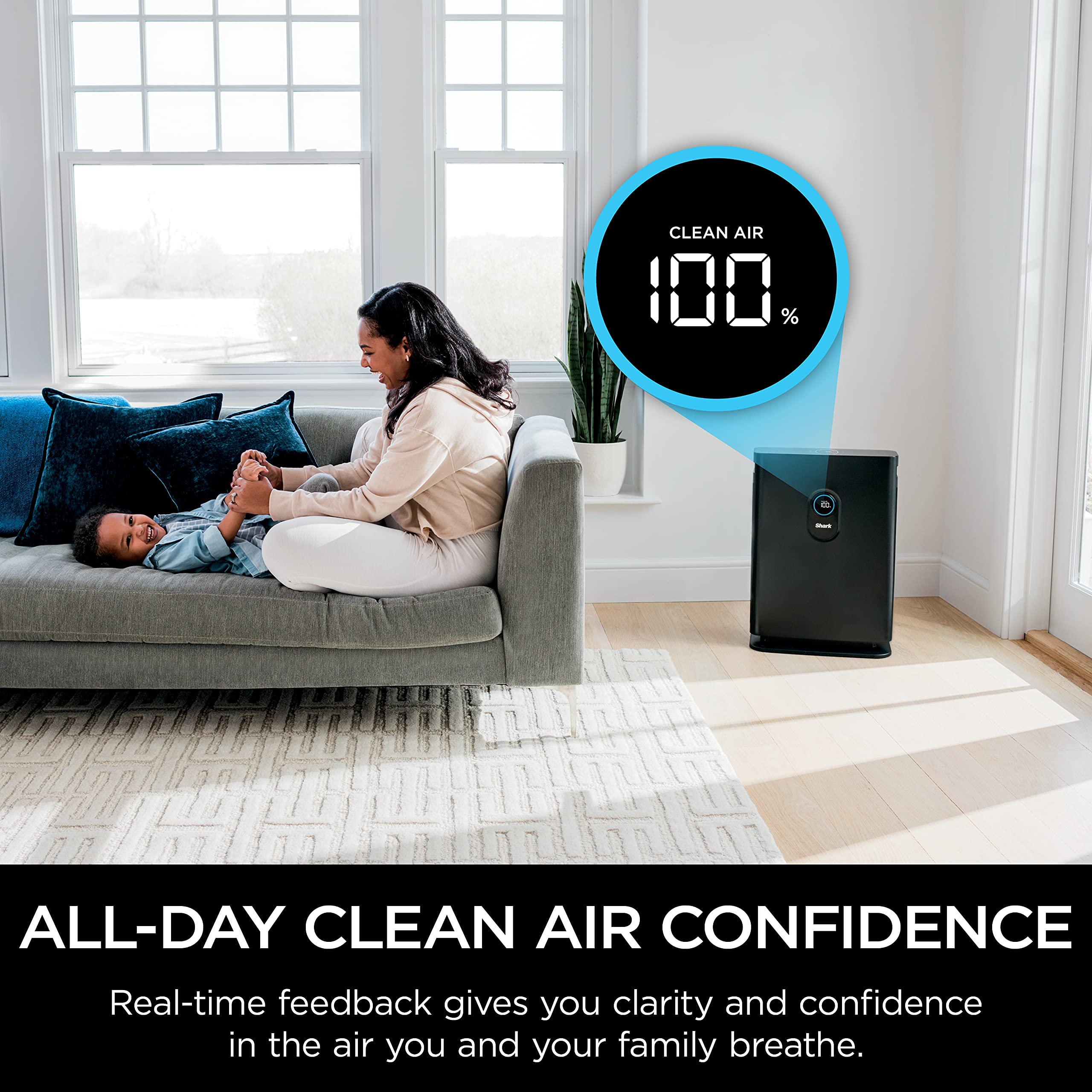 Shark HE402AMZ Air Purifier 4 True HEPA with Microban Protection, Advanced Odor Lock, 4 Fan, Grey (Renewed)